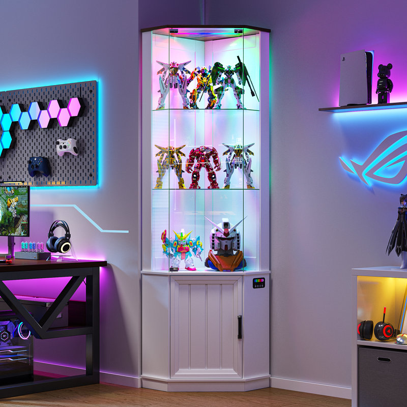 Wrought Studio™ 69'' H Corner Cabinet With Colorful Lights